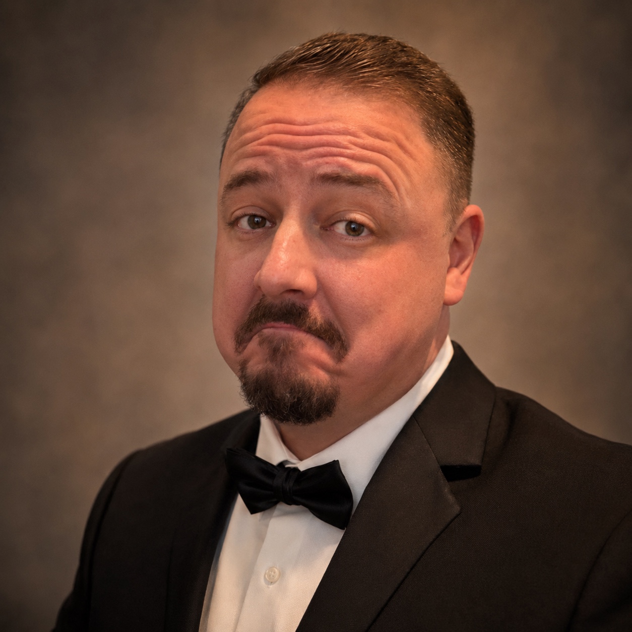 Rick Leach wearing a tuxedo